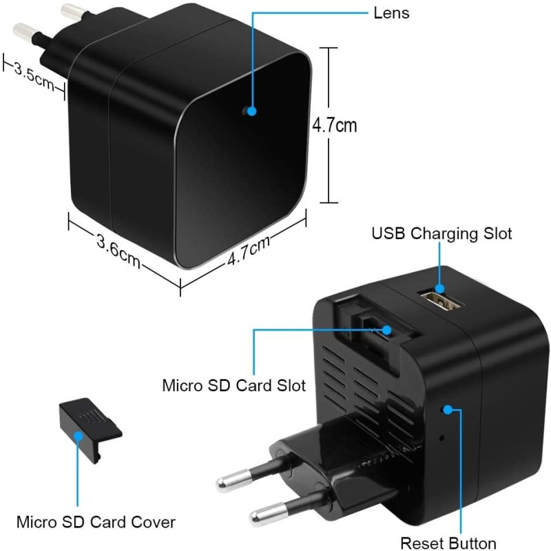 Cargador con cámara WiFi Full HD