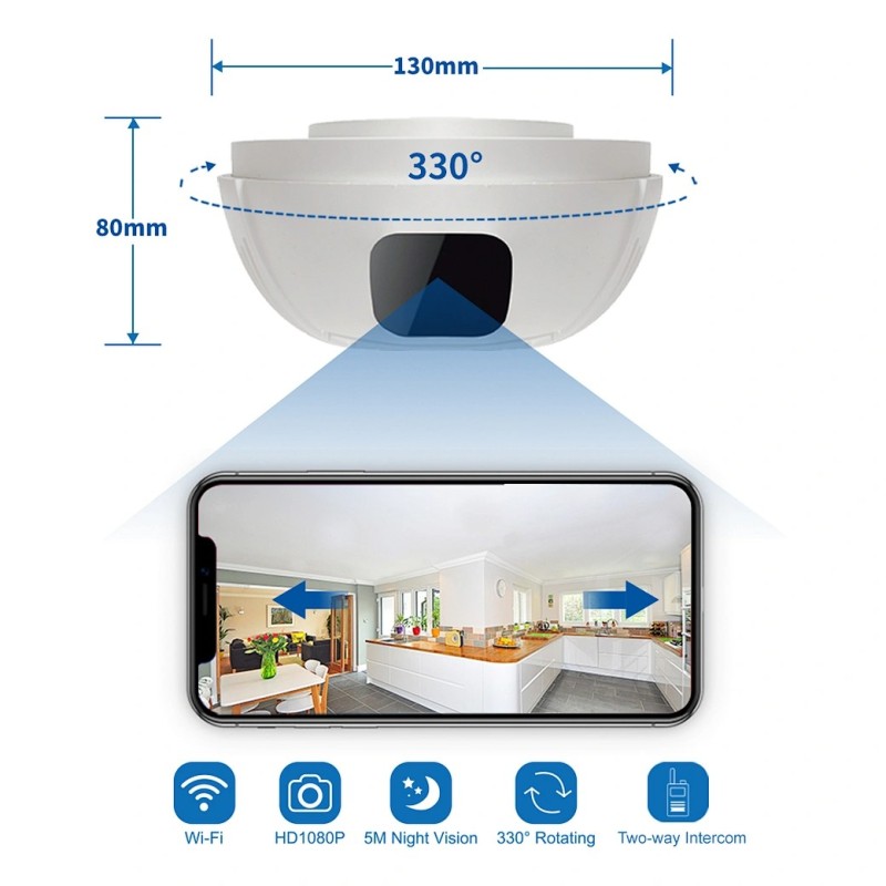 Detector de humo cámara WIFI larga autonomía giratoria 330°