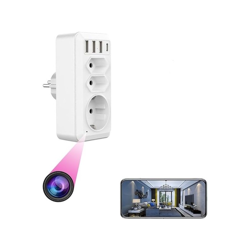 Wandsteckdose, Full-HD-WLAN-Kamera mit Bewegungserkennung