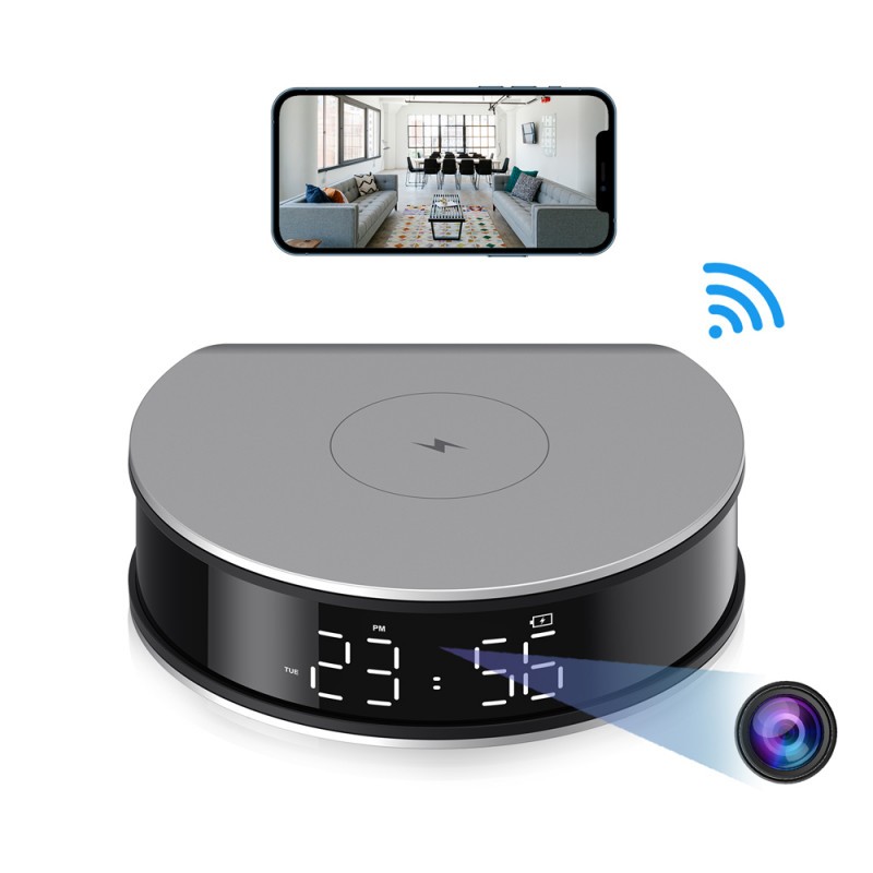 Telecamera WiFi Full HD integrata in sveglia con ricarica wireless