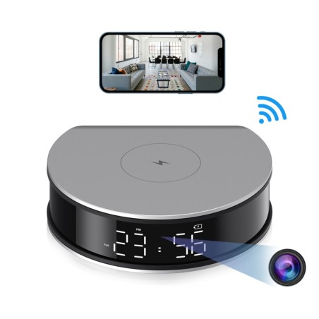 Full HD WiFi camera in wekker met draadloos opladen