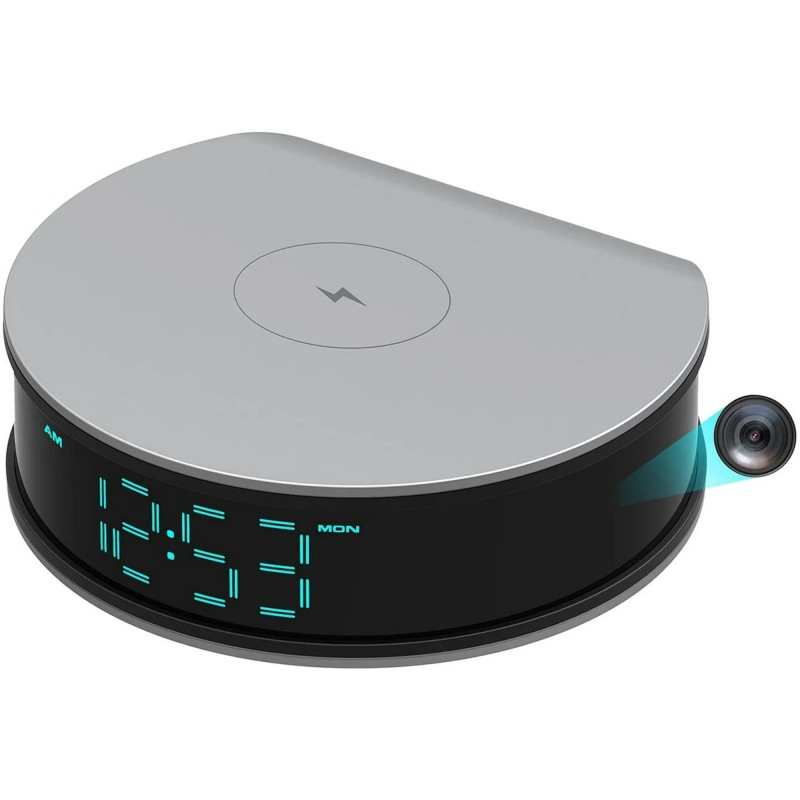 Cámara WiFi Full HD integrada en despertador con carga inalámbrica