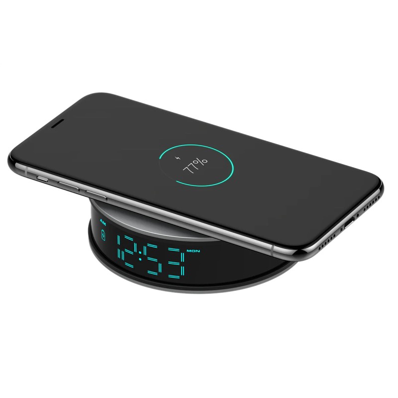 Cámara WiFi Full HD integrada en despertador con carga inalámbrica
